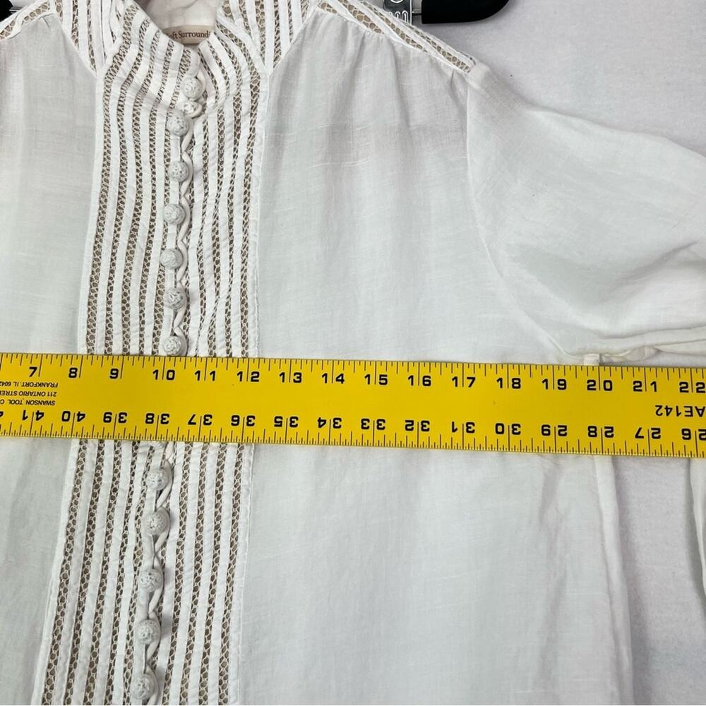 Soft Surroundings Tunic Lilith Mandarin Collar Button Up Cream White S - Picture 10 of 12